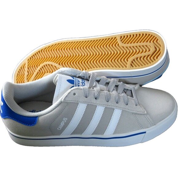 Adidas Men's Campus Vulc Grey Blue White Soccer Skate Shoes White Sizes NIB - Picture 2 of 5
